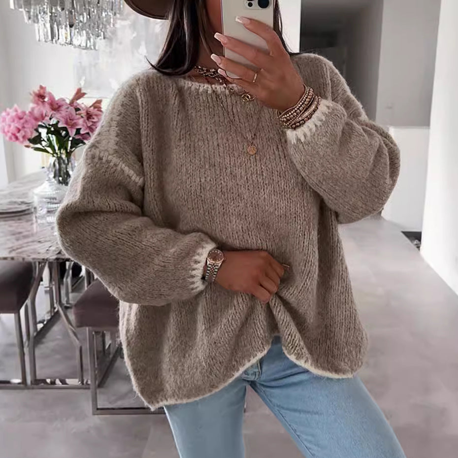 Oversize-Strickpullover mit Kontrastnähten – Kuschelig & Stylisch für den Winter