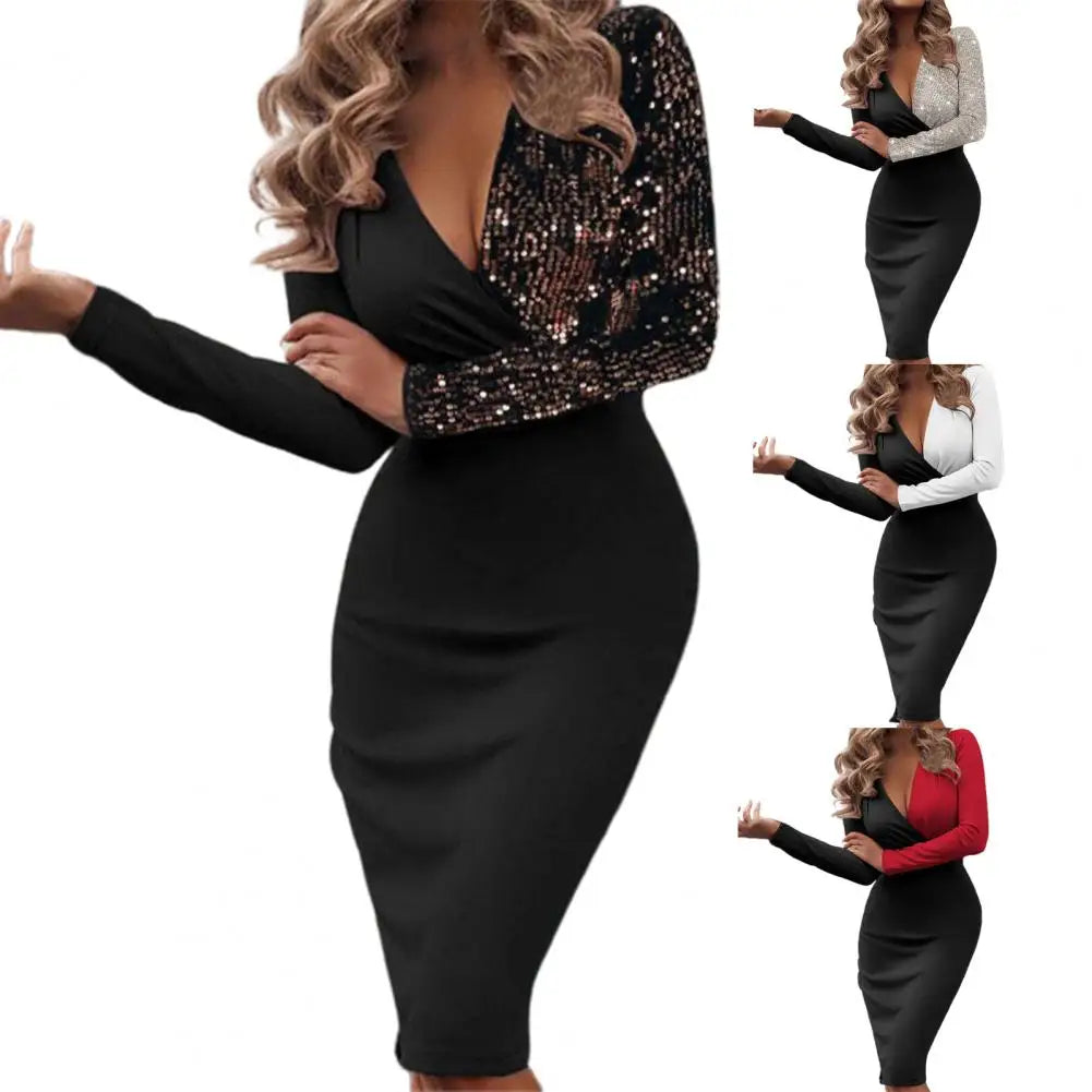 Paillettenärmel Bodycon Kleid – Glamourös & Elegant