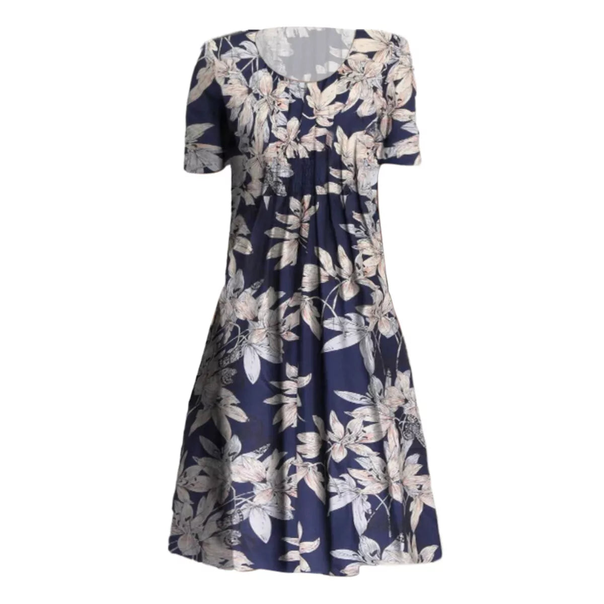 Damen-Midikleid – Blumenprint – Atmungsaktiver Stoff – Mit Taschen